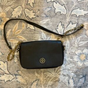 Tory Burch Black and Gold Crossbody Bag with Sleek Design